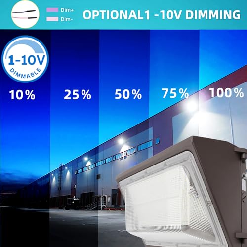 1 10V Dimmable 80W LED Wall Pack Light with Dusk to Dawn Photocell
