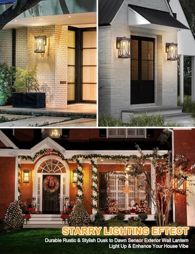 Oil Rubbed Bronze Outdoor Sconce Dusk to Dawn Exterior Light Fixtures Wall Mount Porch Light Modern Outdoor Wall Light Aluminum with Crack