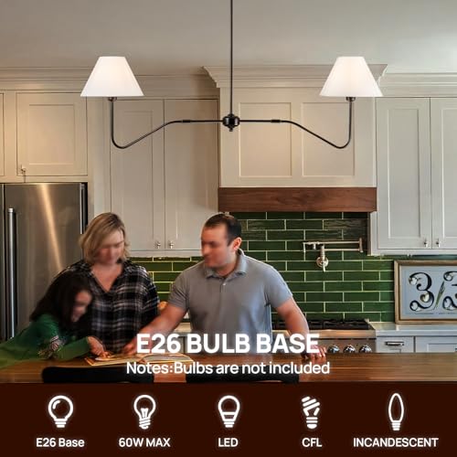 2 Light 55 Inch Modern Linear Chandelier for Dining Room