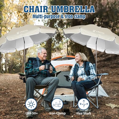 Chair Umbrella with Universal Clamp Adjustable 47 inches and 360° Swivel & UPF 50+ Protection Portable Sun Umbrella (2 Count)