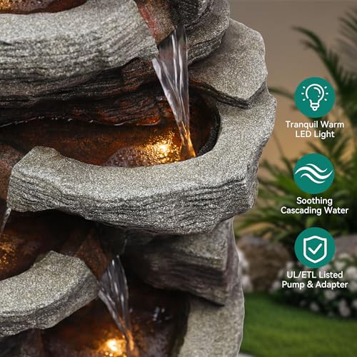 39.4"Extra Large Rock Outdoor Fountain 6