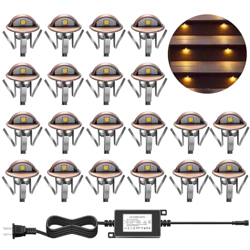 LED Step Lights Low Voltage IP65 Waterproof Recessed LED Deck Lighting (20 Count)