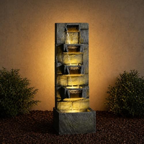 Outdoor Waterfall Fountain with LED Lights