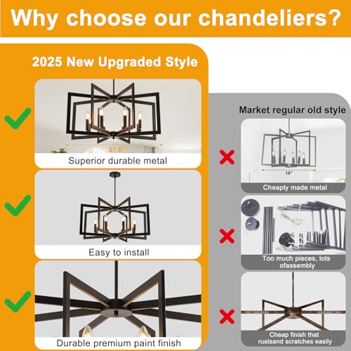 28" Modern Black Chandelier for Dining Room