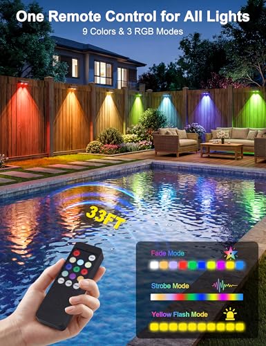 Solar Fence Lights with Remote (16 Count)