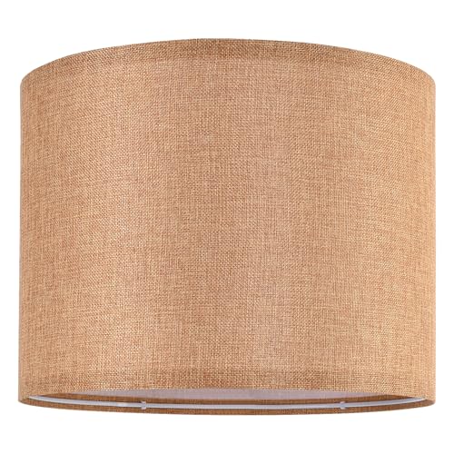 Brown Medium Drum Lamp Shades 13" Top x 13" Bottom x 10" High