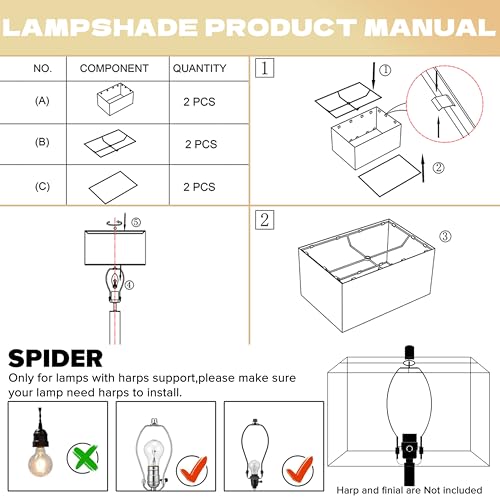 Medium Rectangle Lamp Shades Set of 2 (2 Count)