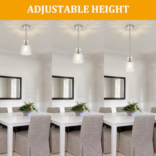 Modern Brushed Nickel Pendant Lights Kitchen Island 1 Pack Hanging Light