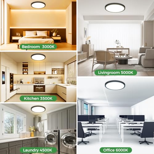 1Pack 13 inch Black LED Flush Mount Ceiling Lights