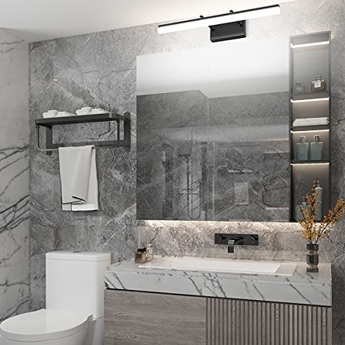 24 inch Black LED Vanity Light Adjustable Modern Bathroom Vanity Light Fixtures Over Mirror 5500K