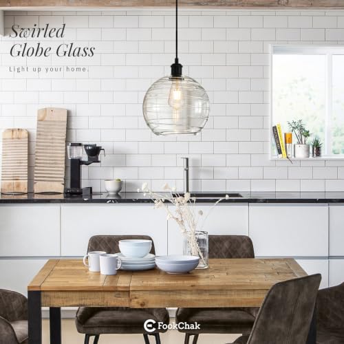 Modern Glass Pendant Light 10” Black Kitchen Island Hanging Light Fixture
