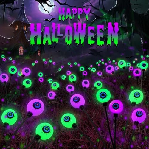 6 Pack Solar Halloween Decorations Outdoor 36 LED Solar Eyeball Lights (6 Count)