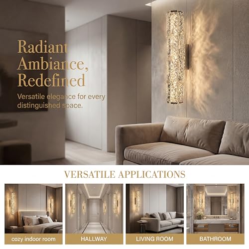 LED Crystal Wall Sconces 15.7" Modern Chrome