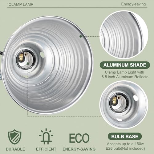 6 Pcs Adjustable Clamp Lamp Light with Aluminum Reflector Up to 150 Watt