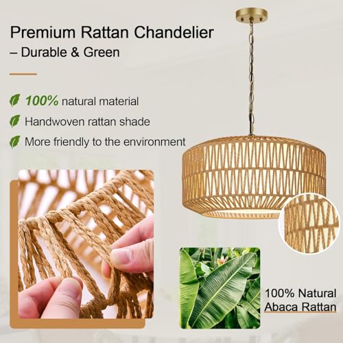 9" 52" Height Adjustable Farmhouse Chandelier Light Fixture
