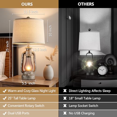 Farmhouse Rustic Table Lamps Set of 2 (2 Count)