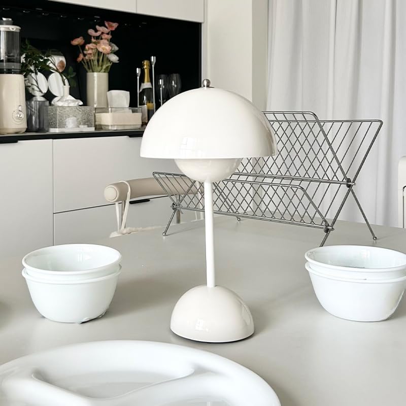 Modern Flower Bud Lamp 12" Cordless Touch Lamp Dimmable 2600mAh Rechargeable Desk Lamp Nordic Minimalist Mushroom Lamp Nightstand Bedside Lamp for Bedroom Living Room