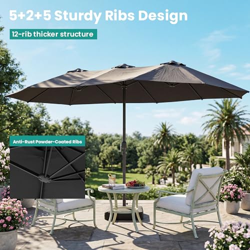 15FT Large Double Sided Patio Umbrella with Base Included