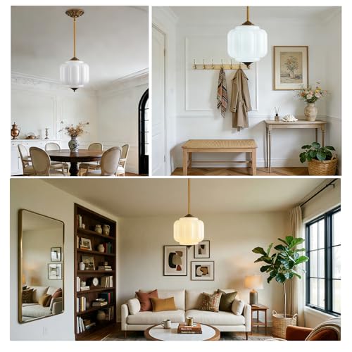 10 Inch Vintage Milk Glass Ceiling Light Fixture