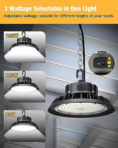 UFO LED High Bay Light 150W 22500LM 5000K High Bay LED Shop Lights