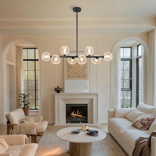 Clear Ribbed Glass Globe Chandelier