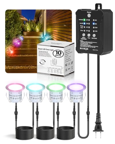 RGB Deck Lights Recessed Kit with Low Voltage Transformer 10 Packs
