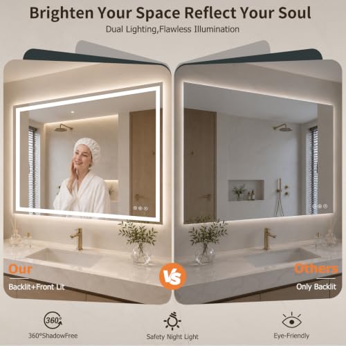 24"x48" LED Bathroom Mirror with Lights