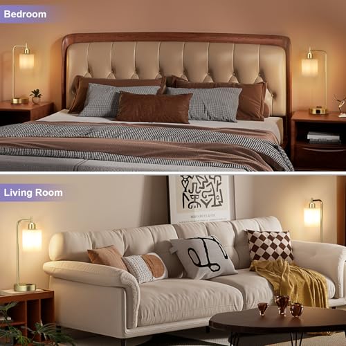 Industrial Gold Table Lamps for Bedrooms Set of 2 (2 Count)
