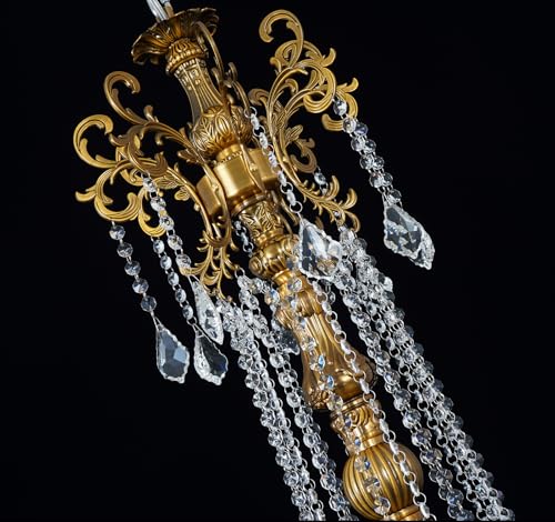 24 Light Antique Gold Crystal Chandelier