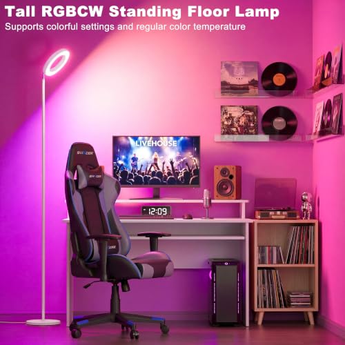 Smart RGB LED Floor Lamp with Remote (White-Single Sided)