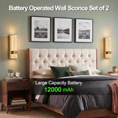 Gold Battery Operated Wall Sconce Set of 2 (2 Count)
