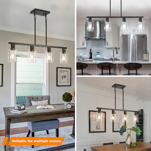 DSMJFU 4 Light Kitchen Island Lighting Black Bar Island Lights for Kitchen