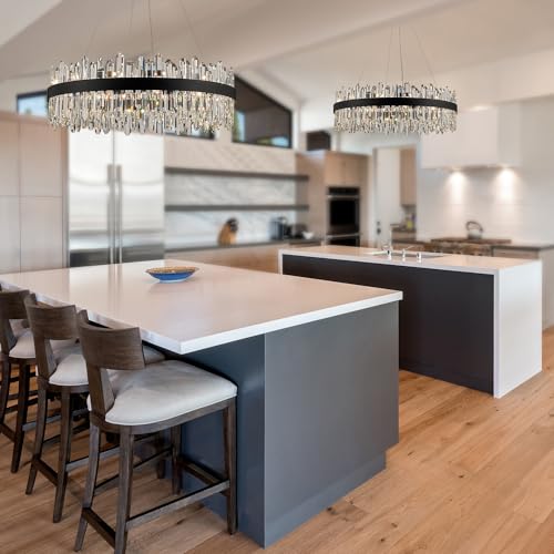Black Modern Oval Crystal Chandelier