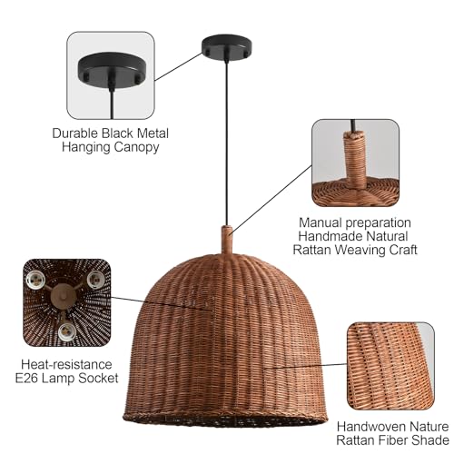 17.7" Rattan Pendant Light (3 Count)