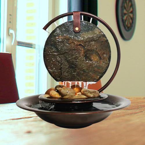 Indoor Tabletop Waterfall Moon Fountain with LED Light