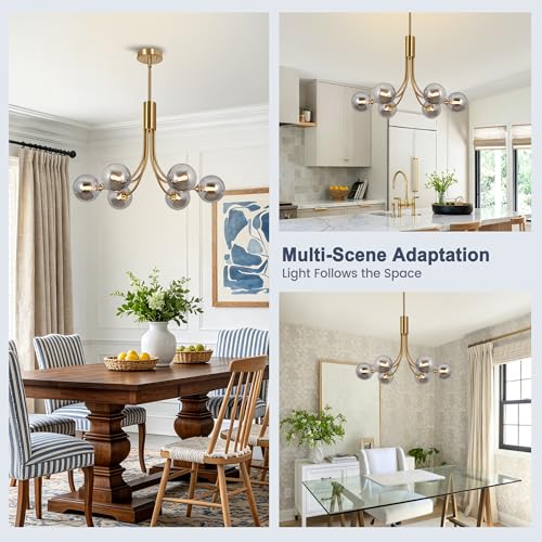 Mid Century Chandelier Modern Sputnik Dining Room Light Fxiture Globe 27in