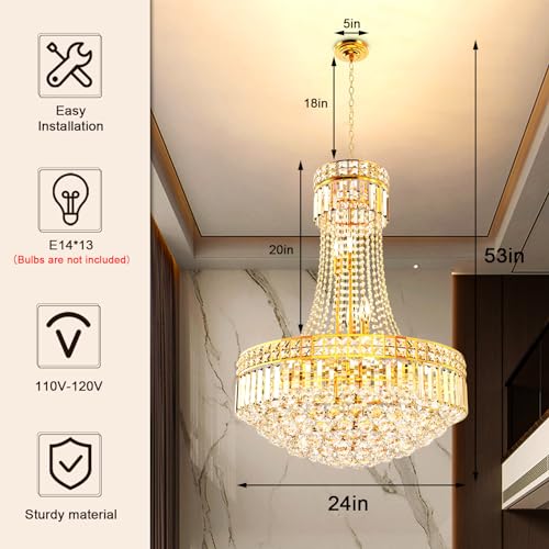 Luxury Crystal Chandelier Gold Empire Hanging Chandelier