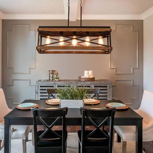 Rustic Farmhouse Wood Kitchen Island Lighting