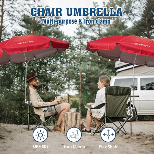Chair Umbrella with Universal Clamp Adjustable 47 inches and 360° Swivel & UPF 50+ Protection Portable Sun Umbrella (2 Count)