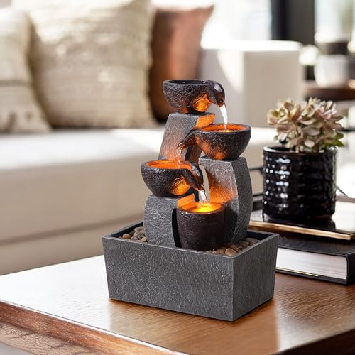 Tabletop Water Fountain with LED Lights