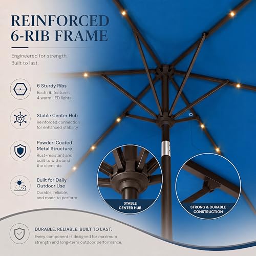 6.5 x 10ft Rectangular Patio Umbrella with Solar Lights