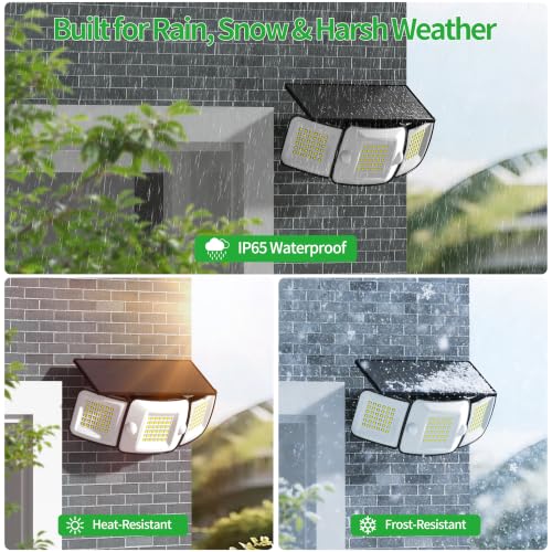 Solar Flood Lights Outdoor Waterproof 1200LM Dual Motion Sensor