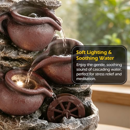 Water Fountain Tabletop Waterfall Fountains Indoor with LED