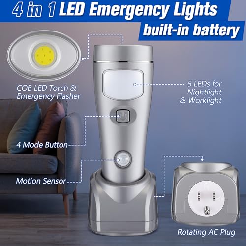 4 Pack 4 in 1 LED Emergency Lights for Home Power Failure (4 Count)
