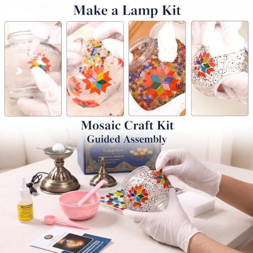 DIY Turkish Mosaic Lamp Kit for Adults (Deep Pink)