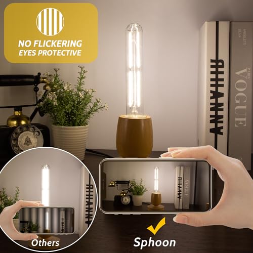 Tubular Light Bulb 7.3 Inch Dimmable T10 LED Bulb E26 6W 60 Watts 4000K (8 Count)