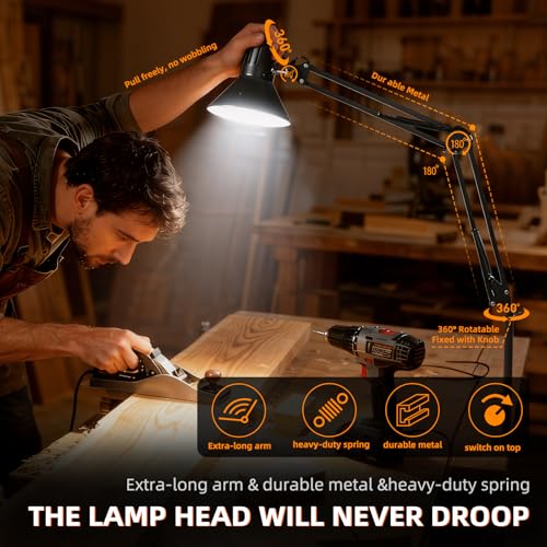 Black Dimmable Desk Lamp with Clamp
