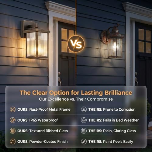 2 Pack Black Brush Gold Porch Light