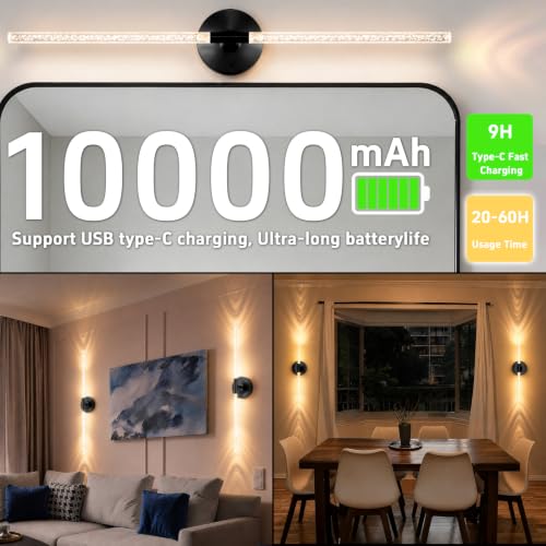 10000mAh Battery Operated Wall Sconce Lights Set of 2 (2 Count)
