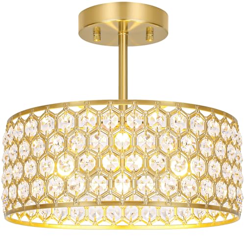 Gold Crystal Ceiling Light Fixture